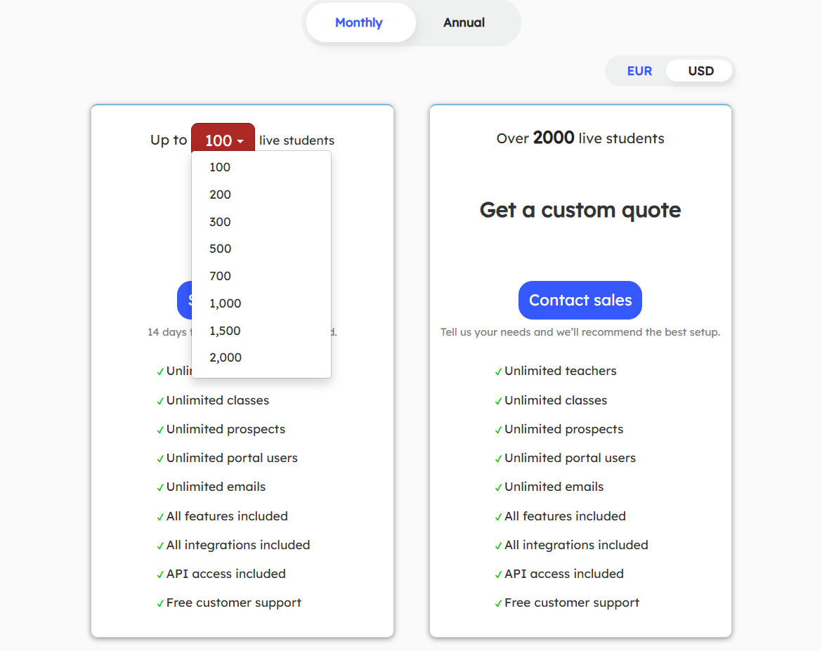 Teach 'n Go dashboard showing lesson schedule with navigation tabs