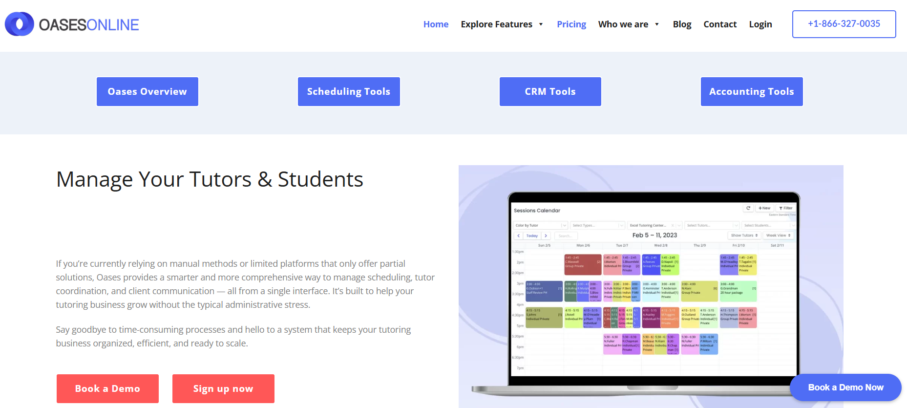 Oases Online homepage screenshot